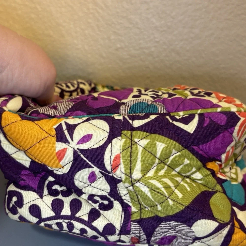 Vera Bradley Plum Crazy Purple Lunch Bag snack plastic lined exterior ID Holder